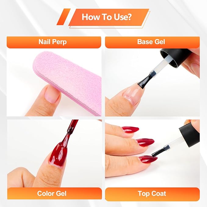 Gel Base Coat - Strong Adhesion for Long Lasting Manicure, No Lifting & No Discoloration, Protects Natural Nails from Stains, Cures with UV LED Light