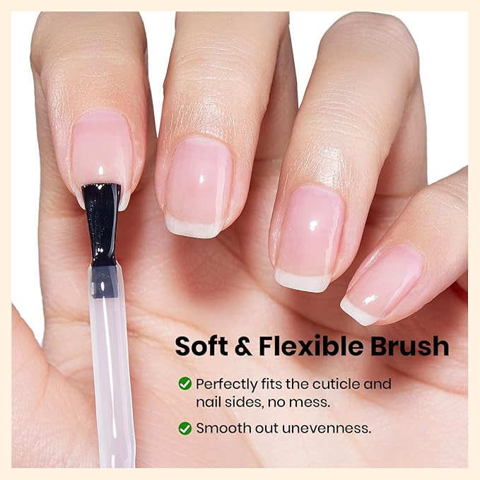 Beetles Gel Polish Gel Base Coat HEMA Free, TPO Free Base Gel Nail Polish 15ml Soak Off LED Nail Lamp Base Coat Upgraded Formula Long-Lasting DIY at Home and Nail Salon