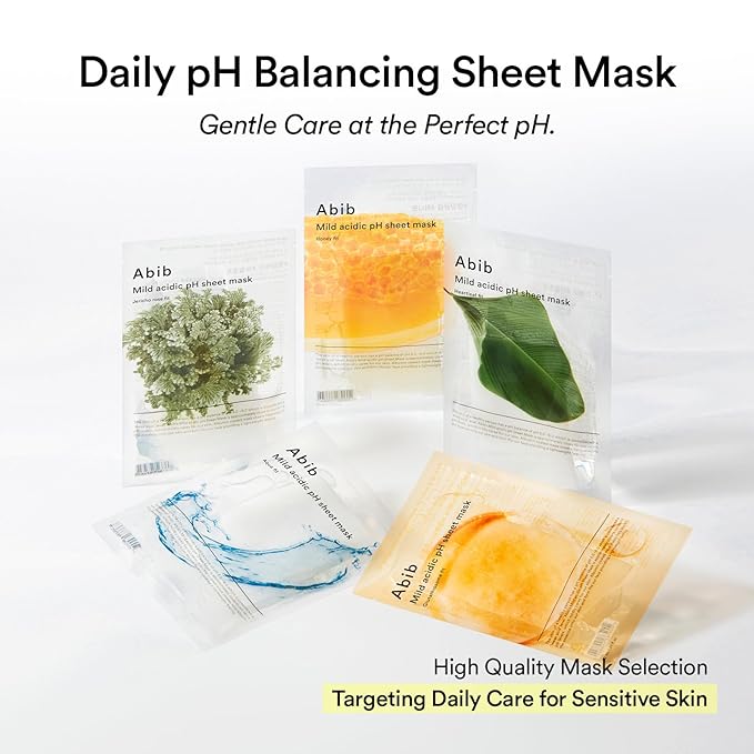 Abib Mild Acidic Ph Sheet Mask Jericho Rose Fit 10 Sheets (Anti-aging) I Korean Face Mask for Sensitive Skin, Soothing & Redness Relief, Daily Skincare Treatment, K-Beauty Sheet Mask