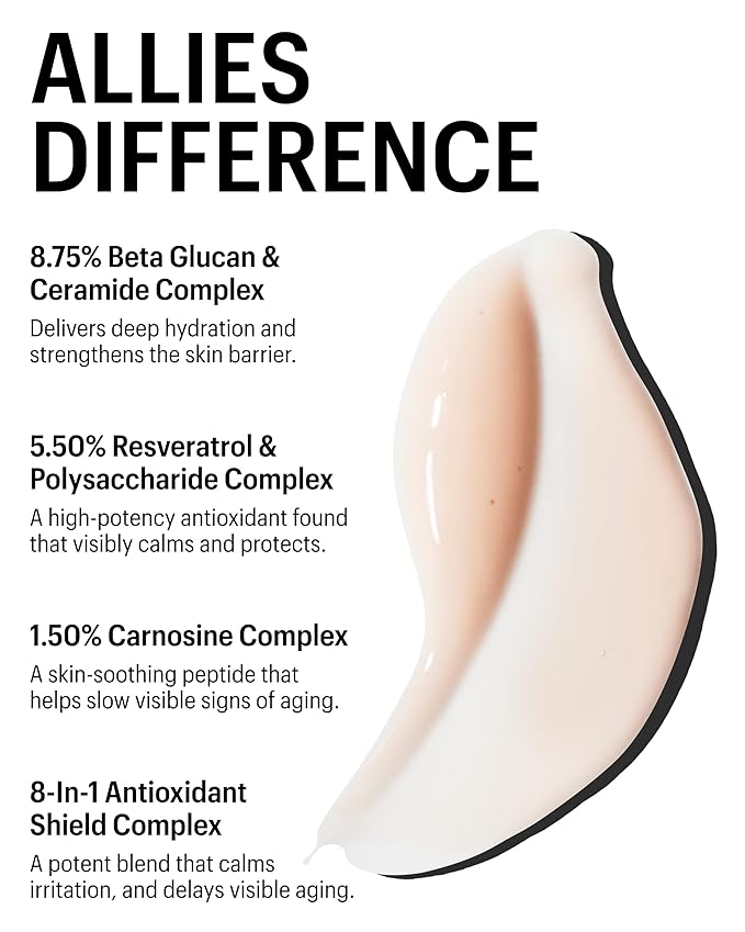 Allies of Skin Beta Glucan & Reservatrol Advanced Hydrating Serum | Plumping Face Serum with Ceramides, Peptides and Hyaluronic Acid | For Sensitive and Dry, Dehydrated Skin (1 Fl oz)