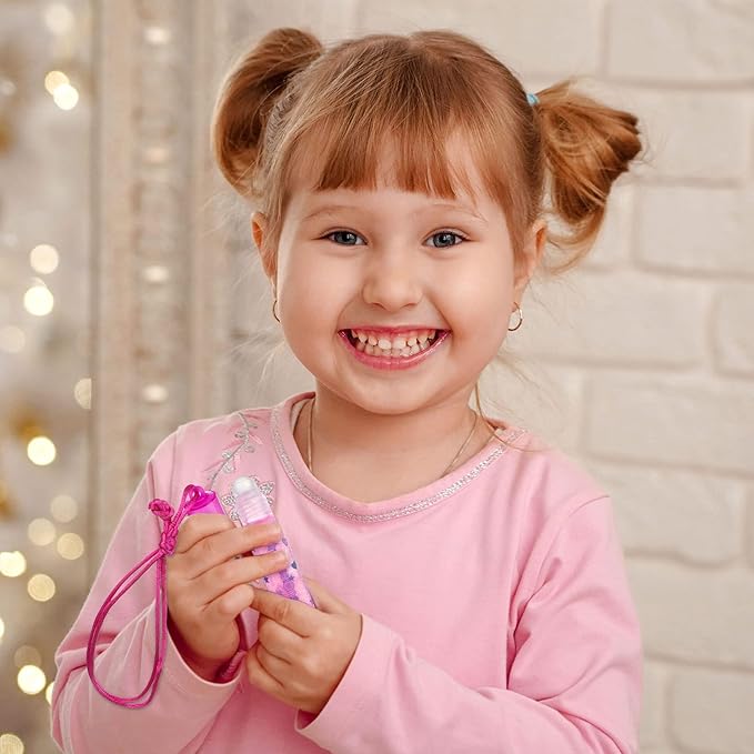 12pc Lip Gloss Necklace, Fruit Flavored Lip Gloss Set, Value Pack, Teen Girls Party Favors, Non Toxic Lip Gloss Necklaces For Girls