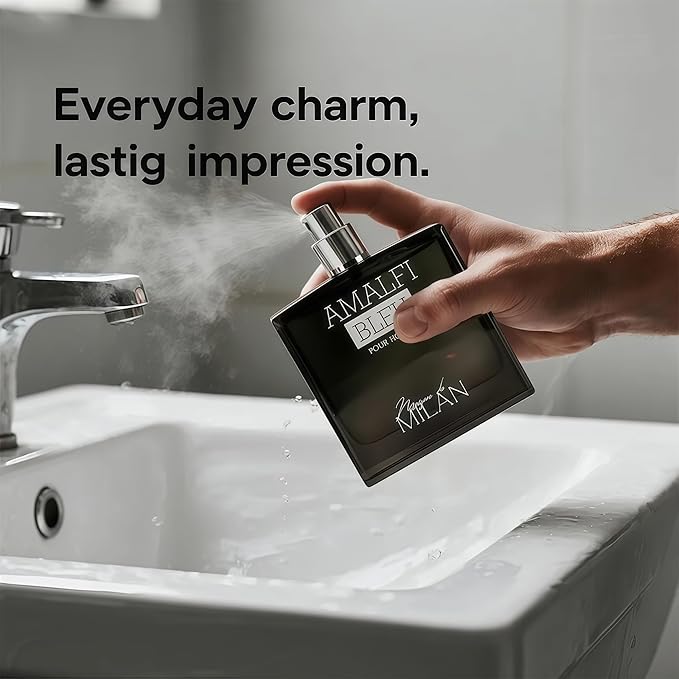 Men's Cologne Premium Fragrance Spray 100ml - Eau De Parfum - Long Lasting Amber Wood, Citrus, Spicy, Warm Scent for Daily Wear Inspired by Luxury Perfume(Amalfi Blue)