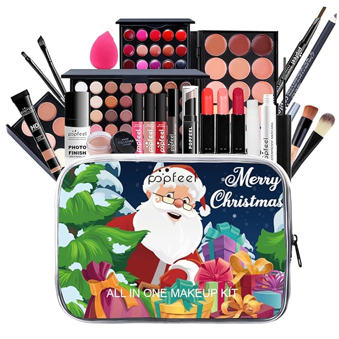 All in One Makeup Kit for Women Full Kit, Christmas Day Gifts for Women Girls, Essential Bundle With Eyeshadow Palette, Brush, Lipstick, Blush, Foundation, Concealer, Mascara, Eyebrow Pencil