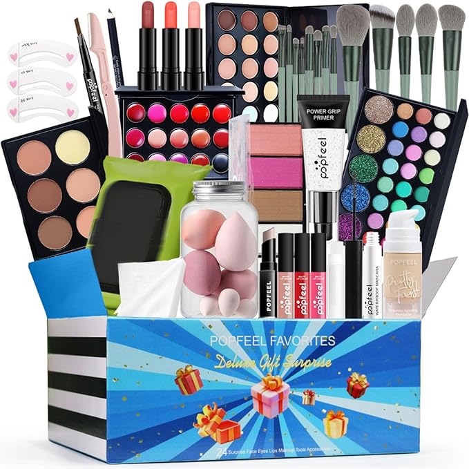 Makeup Set Box, Festival Surprise Assortment Gift with Professional Makeup Products, Cosmetics Set Party Favors for Women Girls Teenager, Vegan & Cruelty-Free, Set D