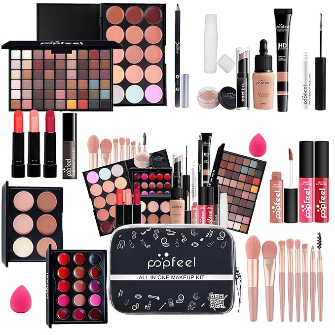 Makeup Kit All-in-one Makeup Gift Set for Women Full Kit Gift Set for Women,Girls & Teens,Eyeshadow Palette, Lip Gloss Set, Lipstick, Blush, Foundation, Concealer,Makeup Brush Set