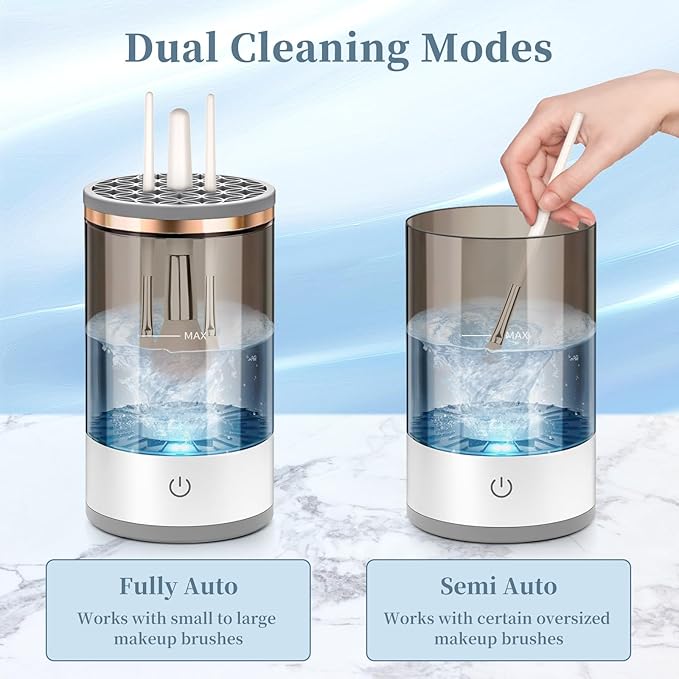 Electric Makeup Brush Cleaner, Quick Efficient Machine for Deep Cleaning All Types of Brushes, Portable Compact Design for Travel Home Use, for Makeup Lovers & Professionals
