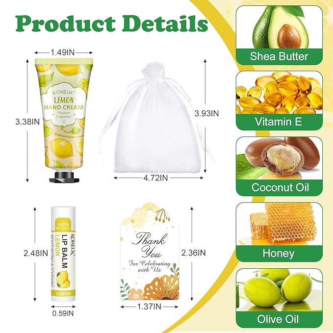 36 Pack Hand Cream Bulk and Lip Balm Bulk Sets, Stocking Stuffers for Women, Thank You Gifts and Christmas Gifts for Guests with Thank You Card Organza Bags, Birthday Gifts, Bulk Gifts, Small Gifts