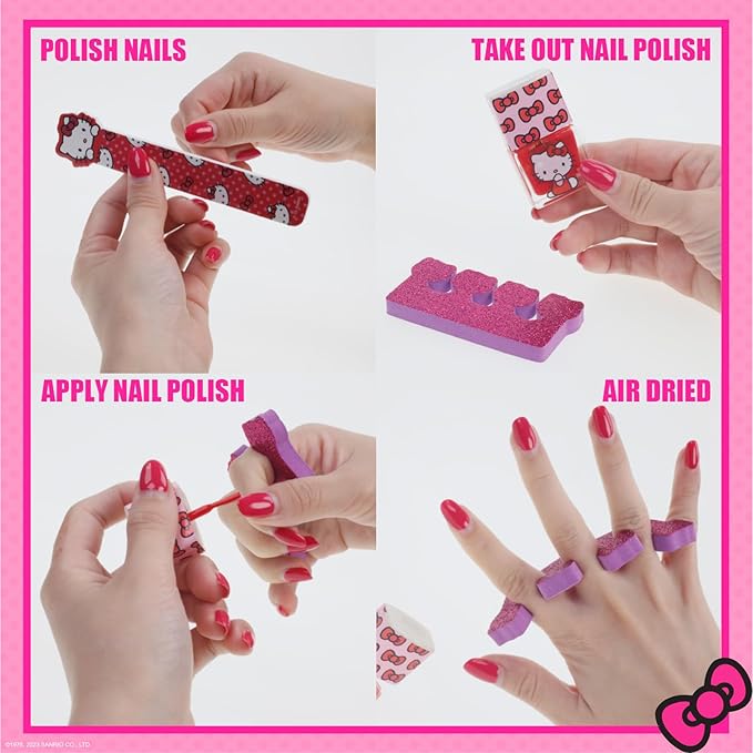 Hello Kitty Train Case Cosmetic Makeup Set Includes Lip Gloss, Eye Shimmer, Nail Polish, Hair Accessories & More! For Girls, Ages 6+ Perfect for Parties & Makeovers by Townley Girl