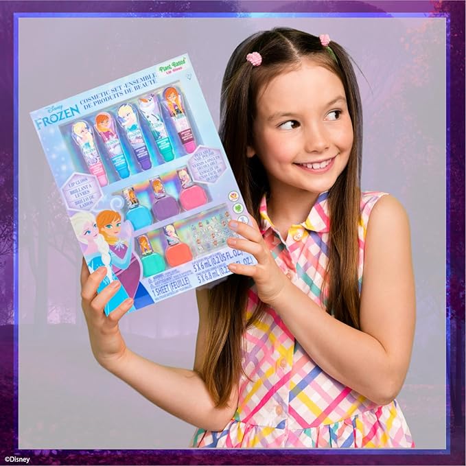 Disney Frozen 2 Super Sparkly Cosmetic Makeup Set for Girls with Lip Gloss Nail Polish Nail Stickers 11 Pcs Perfect for Parties Sleepovers Makeovers| Birthday Gift for Girls by Townley Girl