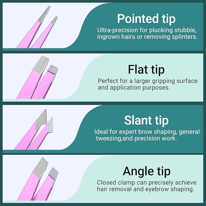 TsMADDTs Eyebrow Tweezers, 8 in 1 Tweezers Set for Women Facial Hair, Eyebrow Trimmer Scissors, Professional Shaping Grooming Kit