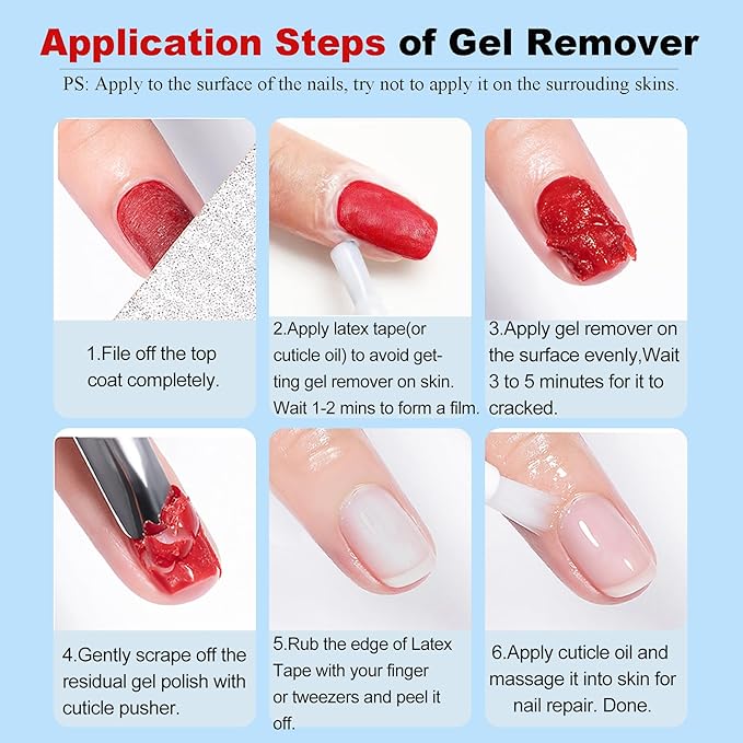 LOUINSTIC Gel Nail Polish Remover Kit – Fast & Gentle & No Damage to Nails,Includes Nail Files for At-Home Manicure, Safe & Non-Damaging Nail Care for DIY Lovers(1PC/15ML)