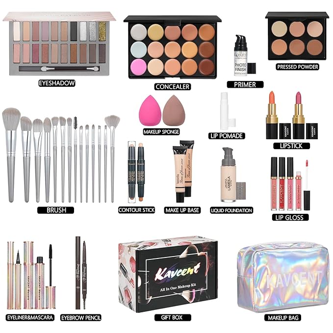 Makeup Kit for Women Full Kit Makeup Set for Teens Makeup Kits for Teen Girls Foundation Eyeshadow Palette Lipstick Makeup Gift Set for Women Teenagers
