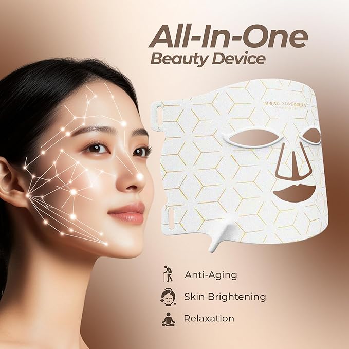 8-Mode Facial Beauty Mask & Eye Massager Set | Spa-Inspired Skincare Device to Refresh, Brighten, and Smooth Skin | Gift for Women & Men