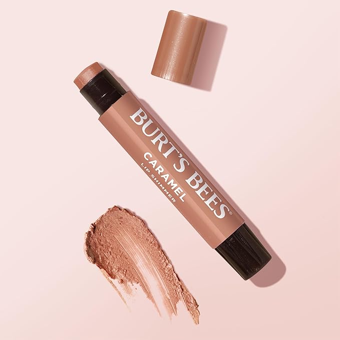Burt's Bees Shimmer Lip Tint Set, Tinted Lip Balm Stick, Moisturizing for All Day Hydration with Natural Origin Glowy Pigmented Finish & Buildable Color, Caramel (4-Pack)