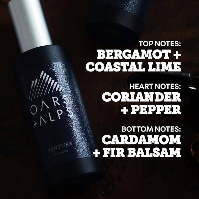 Oars + Alps Venture Mens Cologne and Body Spray, Travel Size Cologne for Men Body Spray, Citrus & Herbal Fragrance, Scented with Bergamont, Coastal Lime, Caradom and Fir Blends Refreshing, 1oz