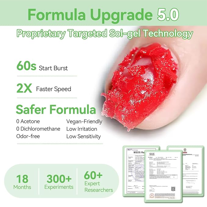 BORN PRETTY Gel Nail Polish Remover, Gel Polish Remover for Nails with Cuticle Pusher and Nail File, 2-5 Minutes Easily & Quickly Remove Gel, No Need Soak Or Wrap