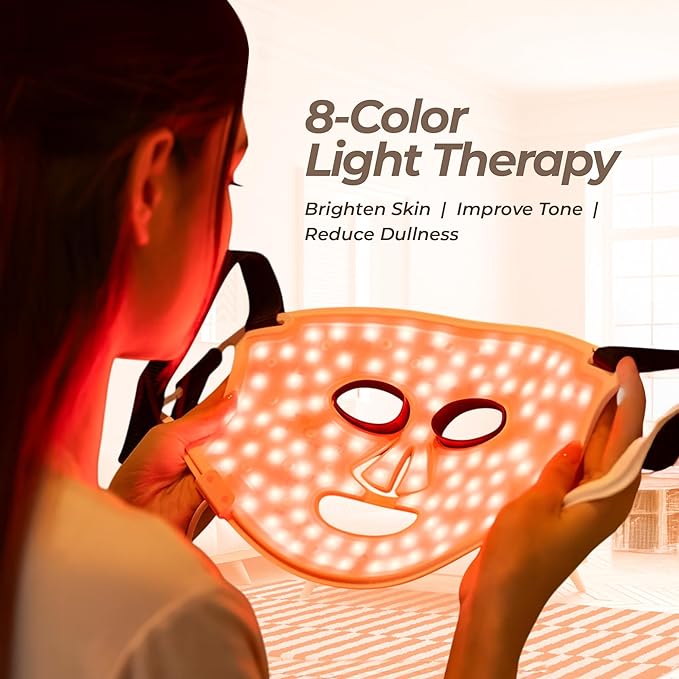 8-Mode Facial Beauty Mask & Eye Massager Set | Spa-Inspired Skincare Device to Refresh, Brighten, and Smooth Skin | Gift for Women & Men