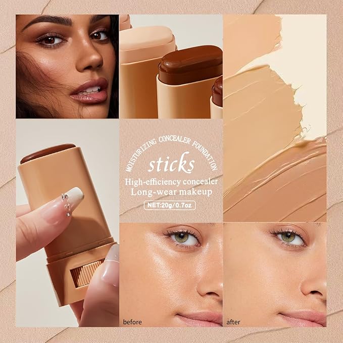 O'CHEAL Face Foundation Contour Stick Long-wear Lightweight Brighten Blemish Contouring Face Concealer Foundation Stick Beauty Makeup 02#