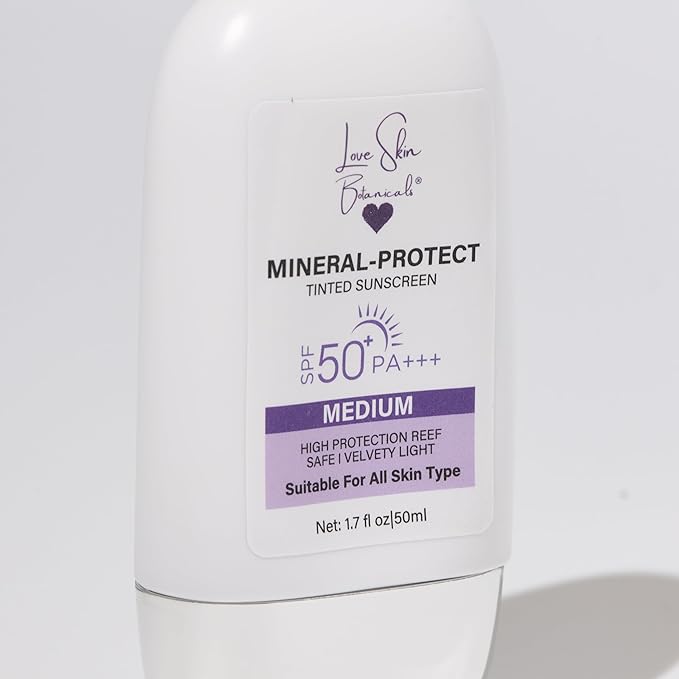 Mineral Protect Tinted Sunscreen SPF 50 PA+++ – Medium Tint | 100% Mineral, Reef-Safe, Chemical-Free, Unscented, Daily Face Sunscreen
