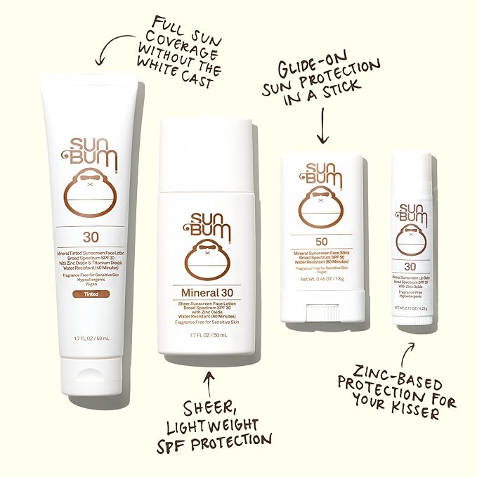 Sun Bum Mineral SPF 30 Face Sunscreen - Non-Tinted - Broad Spectrum Moisturizing Sunscreen with Vitamin E - Hawaii 104 Act Compliant (Made without Octinoxate & Oxybenzone) - Travel Size - 1.7 oz