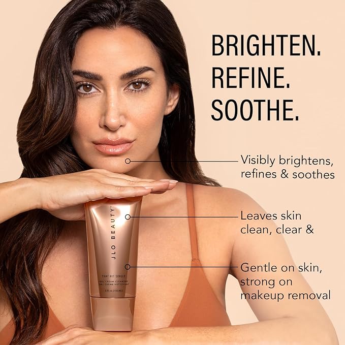 JLO BEAUTY Gel Cream Face Wash, Daily Facial Cleanser & Makeup Remover, Hydrating Sulfate Free Skin Care Formula with Antioxidants, Gentle Face Cleanser For Women, That Hit Single, 5 Oz