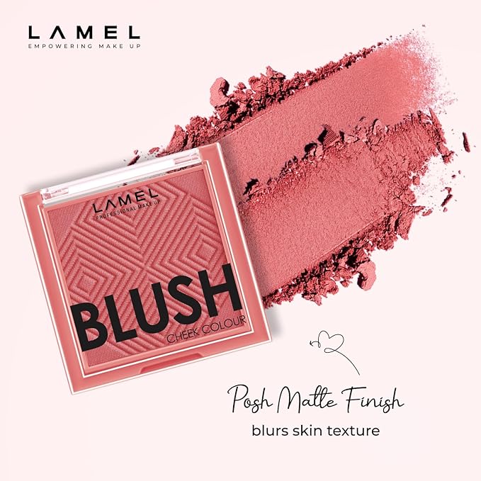 Lamel Blush Cheek Plum Color Mini - Blendable Purple Blush Powder - Enhances & Defines Shapes & Features - Shading & Contouring Powder - 4 Universal Shades - 408 (Plum) - 3.8g / 0.13 oz