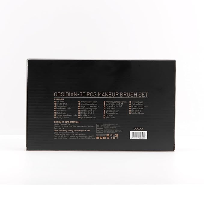 Docolor Makeup Brushes Set Professional 30Pcs Obsidian Makeup Brushes Premium Synthetic Powder Kabuki Foundation Contour Blush Concealer Eye Shadow Blending Eyeliner Crease Eyebrow Make Up Brush Kit