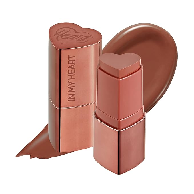 TOUCH IN SOL In My Heart Stick Blush (#Reddish brick) - Cream Blush Stick for Korean Makeup, Lip, Cheek & Shading Multi-Use, Blendable Milk Blusher for Dewy Glow, Kbeauty (0.21 Oz)