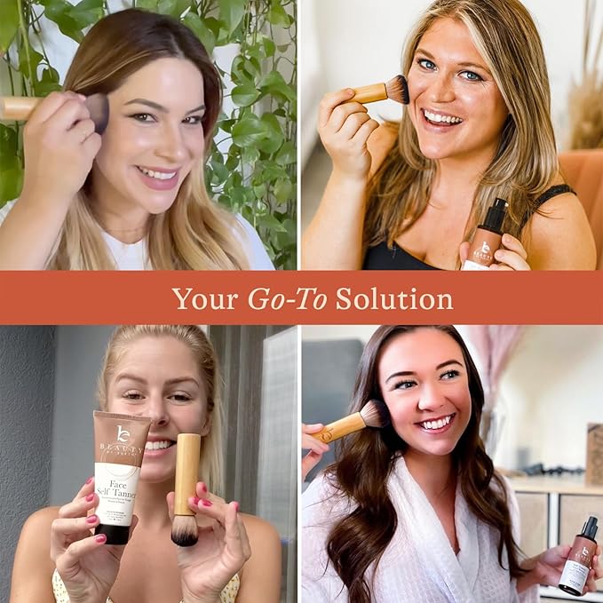 Kabuki Brush for Face - Ultra Soft Bronzer Brush for Blush, Loose Powder, Powder and Liquid Foundation & Self Tanner, Travel Friendy Makeup Blending Tool, Gentle on Skin