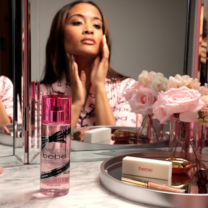 Bebe Silver Body Mist - Body Spray for Women with Mango, Tuberose, Peony, Jasmine, Rose, Cedarwood, Musk, and Sandalwood Fragrance Mist - 8.4 oz