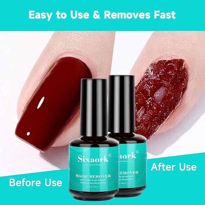 Gel Polish Remover, Gel Nail Polish Remover 2-5 Minute No Soaking or Wrapping Come with Manicure Tools, Removal Kit Quick & Easy for Nails