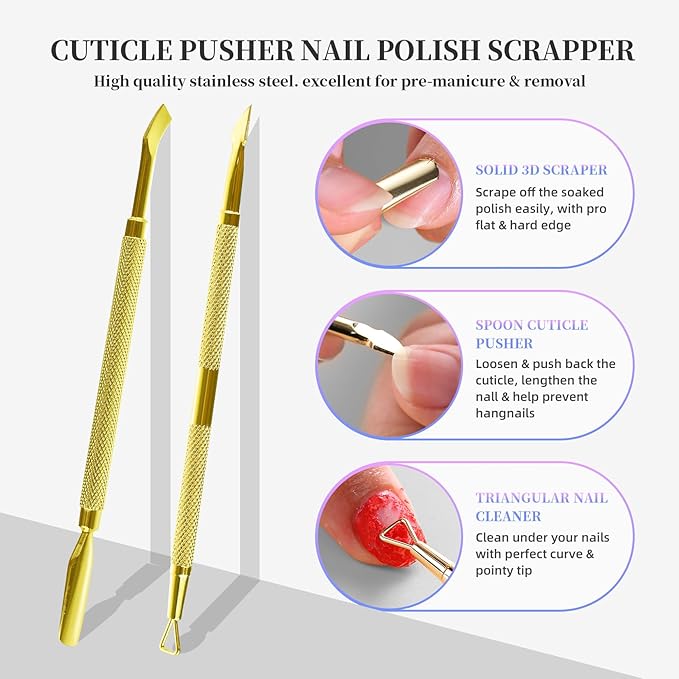 Gel Nail Polish Remover, Low-Odor Gel Remover for Nails，Quick Nail Polish Remover in 3-5 Minutes, No Soak & Acetone-Free, Fast & Gentle Home Manicure Nail Art DIY Solution.with Manicure Tools-15ml