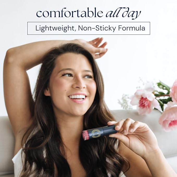 Brush On Block Sun Shine Protective Lip Oil SPF 30, Mineral Protection from UVA/UVB & Blue Light, Hydrating, Cruelty-Free, Gluten-Free, & Vegan, Nude