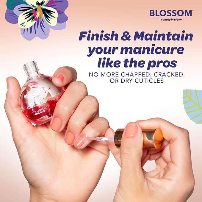 Blossom Cuticle Oil for Nails, Hydrating, Moisturizing, Gourmand Scented Nail Oil Cuticle Care, Infused with Real Flowers, Made in USA, 0.5 fl. oz, Chocolate Truffle