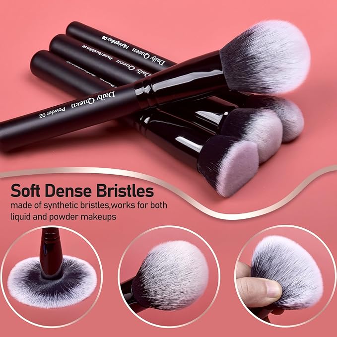 29pcs Black Professional Makeup Brush Set Kabuki Powder Concealers Eye shadows Blush Eyeliner Eyebrow Contour Eye blending Brushes (29pcs brush+black barrel)