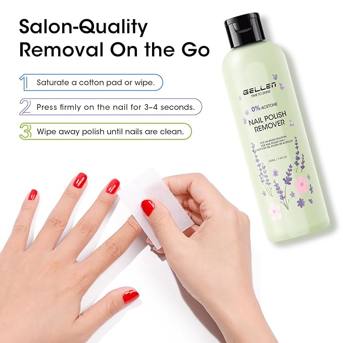 Gellen Professional Jasmine Scent Nail Polish Remover with Corrector Pen Kit, 280ml Gentle & Non-Drying Formula with Aloe & Vitamin E, Precision Cleaning Pen with Refill Tips for Nail Art