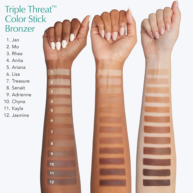 Thrive Causemetics Triple Threat Color Stick: Cream Bronzer & Contour Stick with Vitamin E, Evening Primrose Oil, Waterproof Smudge Proof Face Makeup Formula, Rhea (Light Golden)
