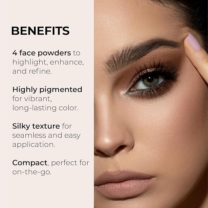 LUMINESS Face Time All In One Makeup Kit - Includes Face Palette, Airbrush Foundation, and Makeup Brush - Long-Wearing, Silky, Soft, Easy to Blend, 3-PC Make Up Set (07 - Warm)