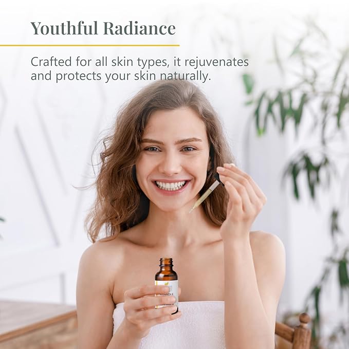 Health Priority Naturals|Organic Vitamin E Oil for Skin - Jojoba, Avocado Oil - Unscented, Handcrafted for Face/Hair, Non-GMO, No Gluten, 30000 IU, 1 Fl oz