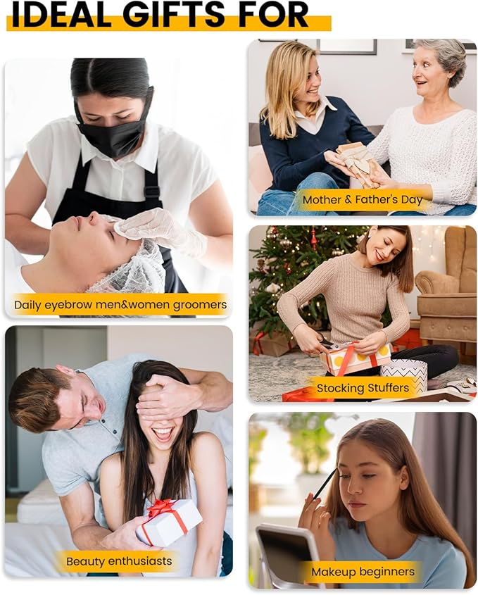 BEZOX Eyebrow Scissors with Comb - Stainless Steel Eyebrow Trimmer for Women and Men, Precision Eye Brow Comb Scissors, Sleek Eyebrows Shaping Grooming Kit - Black