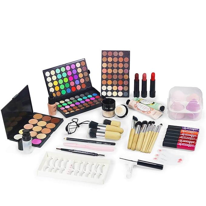 All in One Makeup Kit for Women Full Kit, Valentine's Day Gift Sets for Women Girls, Makeup Essential Bundle Include Eyeshadow Palette Lipstick Blush Foundation Concealer Mascara Eyebrow Pencil