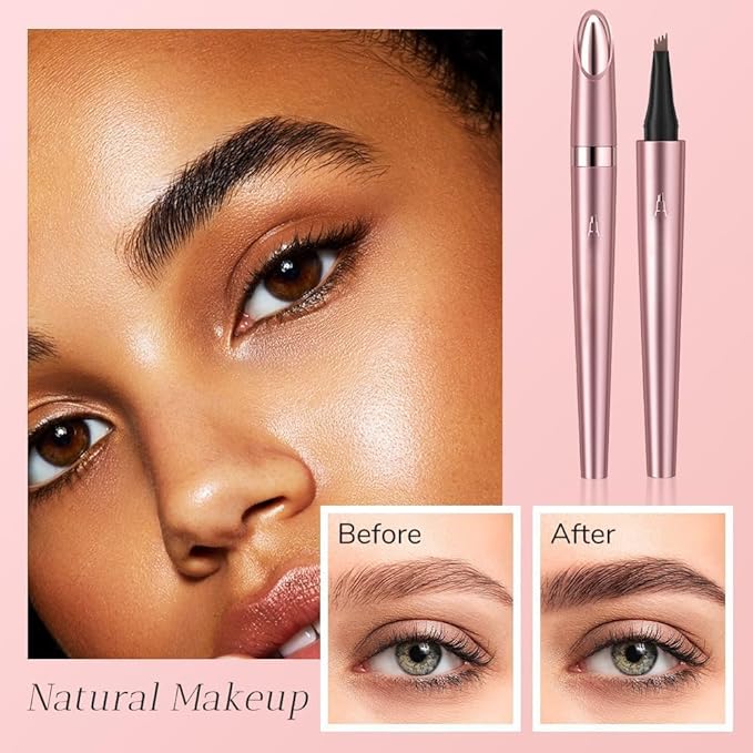 2025 Premium Microblading Eyebrow Pen, Waterproof Eyebrow Pencil, Eye Brow Pen with 4 Tip, Natural Magic Eyebrow Makeup Fine Stroke Contouring Pencil Long-Lasting Stay on All Day (Black)