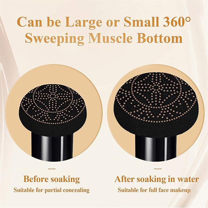 Air Cushion BB Cream Foundation - Mushroom Head CC Cream Concealer Makeup Base Water & Sweat-Proof, Create Flawless and Natural Look for All Skin Types (Natural)