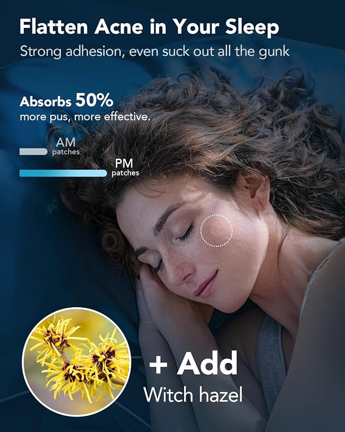 LitBear Acne Pimple Patches- Day and Night 4 Sizes 180 Dots Thin & Thick Hydrocolloid Patches with Witch Hazel, Tea Tree & Calendula Oil, Pimple Stickers for Covering Zits, Blemishes, Spots, Acne Dots