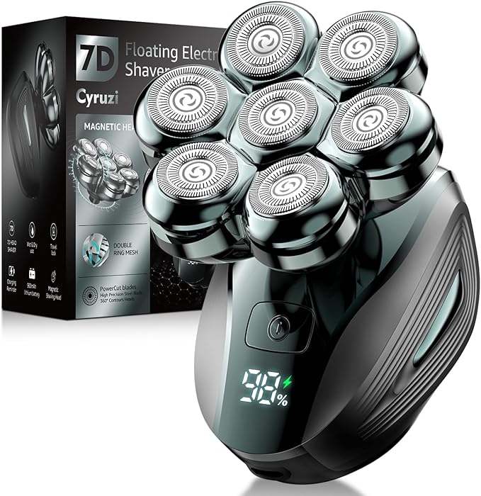 Head Shavers for Bald Men: Enhanced Detachable Head Shaver - IPX7 Waterproof Electric Razor for Men - 7D LED Display Rechargeable Shaving Grooming Kit (Hunter Green)