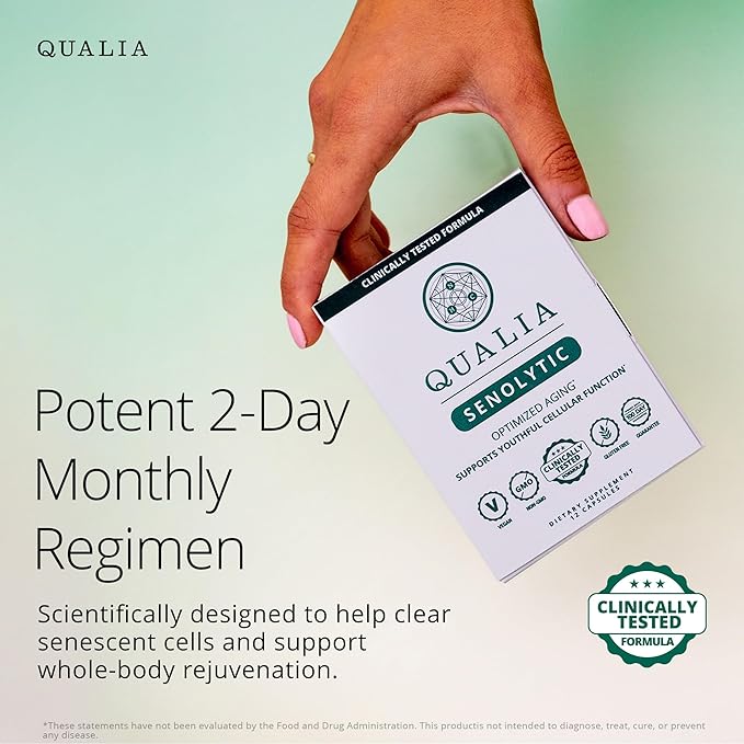 QUALIA LIFE SCIENCES Senolytic Supplement, Fisetin, Quercetin, Piperlongumin & More, Aging Supplement - Supports Optimal Cell Repair & Rejuvenation, Naturally Eliminate Zombie Cells, 1 Month Supply