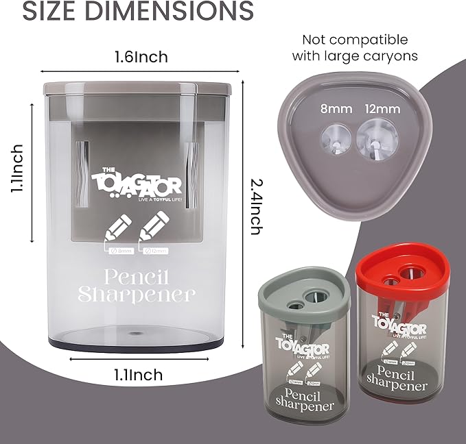 Manual Pencil Sharpener - 2 Pcs Dual Hole Pencil Sharpeners for Standard & Large Sized Pencils - Premium Quality Handheld Pencil Sharpener for Kids, Adults, Artists, Home & Office Uses