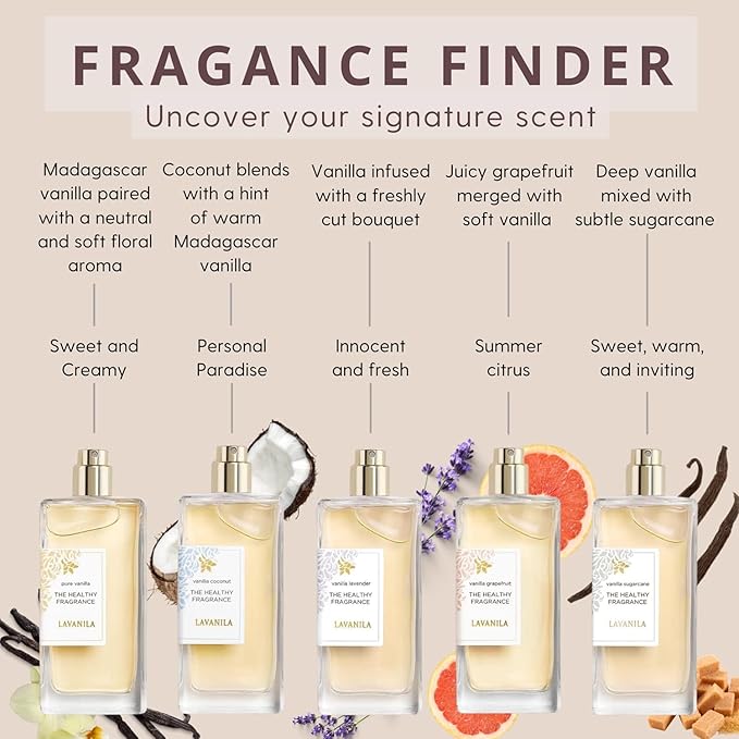 Lavanila Roller Perfume Set of 3 (10ml Each), Includes Pure Vanilla + Vanilla Coconut + Grapefruit - The Healthy Fragrance for Women, Clean and Natural