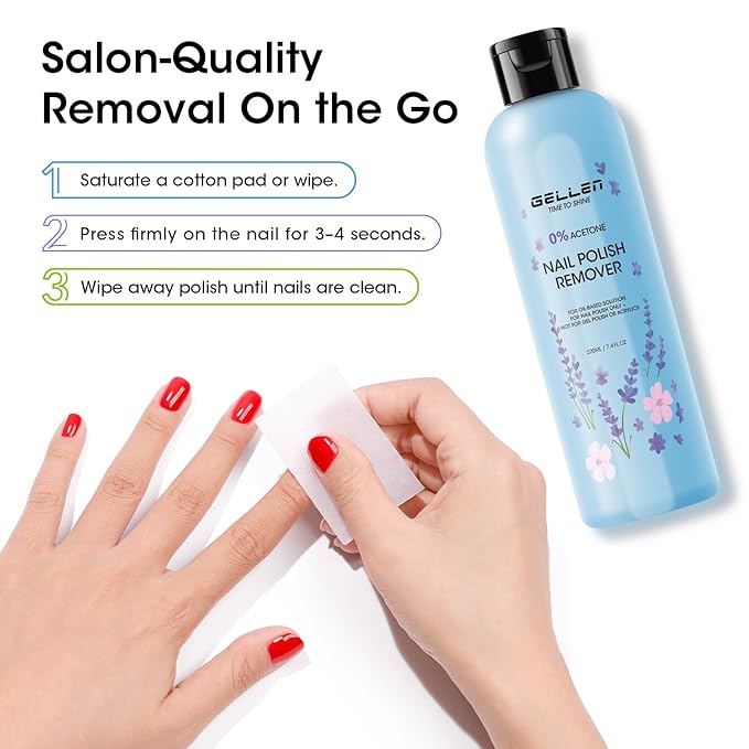 Gellen Nail Polish Remover Set with Corrector Pen, 280ml Ocean Breeze Scent Non-Acetone Nail Polish Remover, Precision Pen with 3 Refill Tips Easy Use | Rapidly Removes Natural and Glitter Nails
