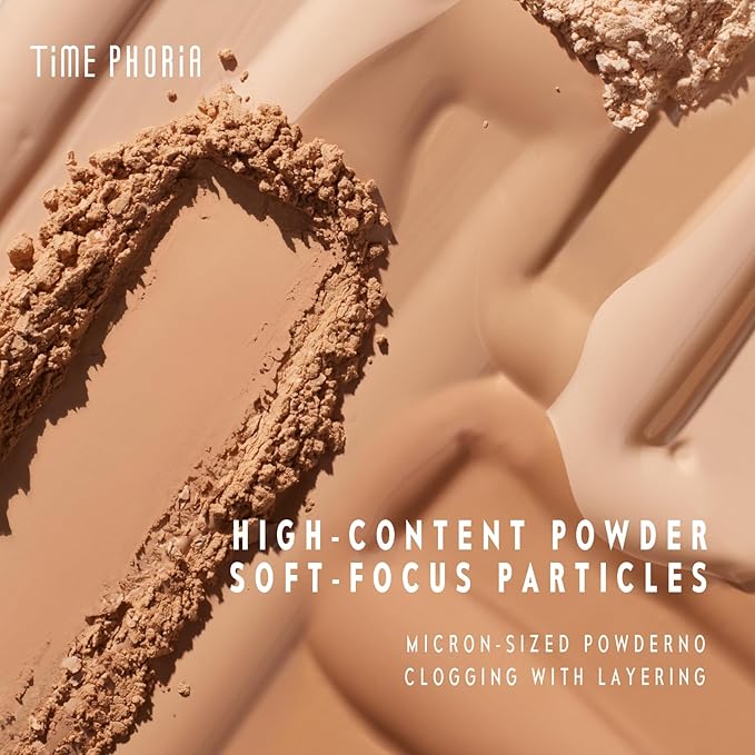 Timeless Optima Cover-Blur Skin Perfection Powder Foundation - Full Coverage, Blur Matte Finish, 16H Oil Control, Non-Comedogenic, with Double-Sided Applicator (01 Creme)